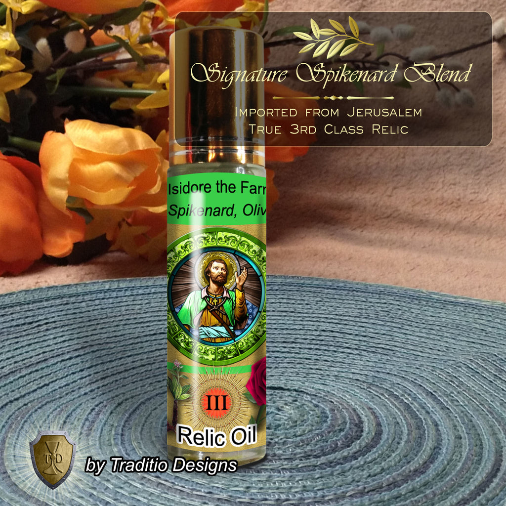 St. Isidore the Farmer Relic Anointing Oil | Hand & Foot Health, Dental Pain & Fevers | Oil or Card Set