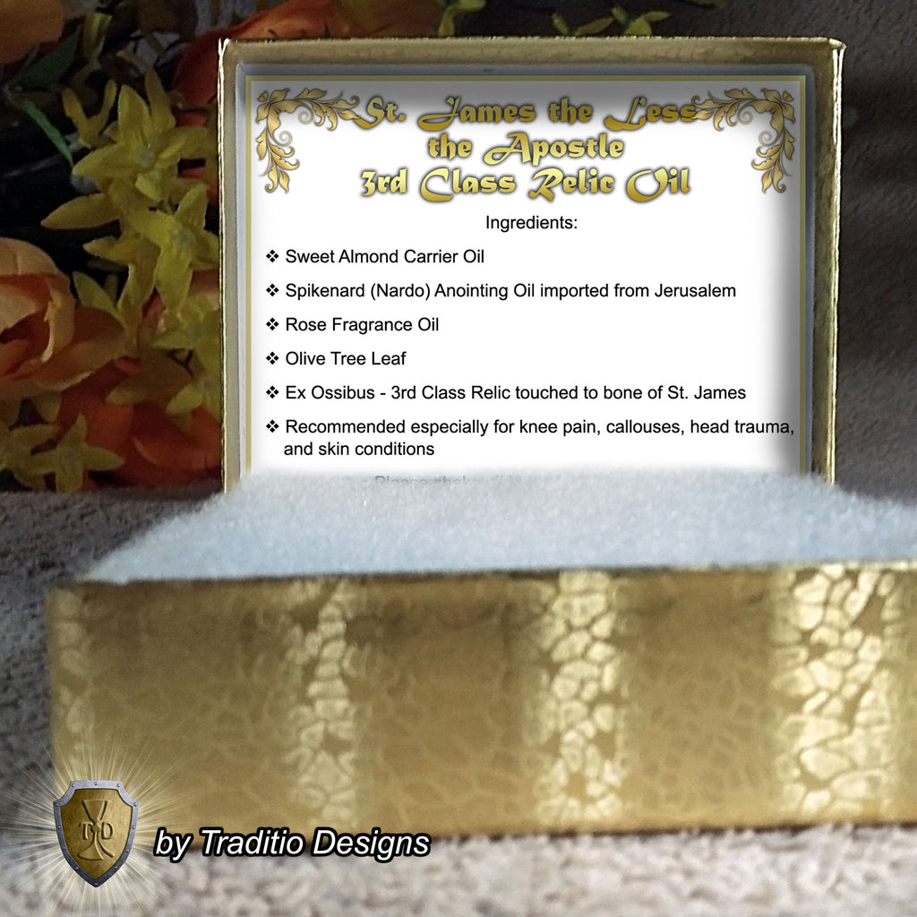 St. James the Lesser the Apostle Relic Anointing Oil | Head Trauma, Pharmacists & Dying | Oil or Card Set