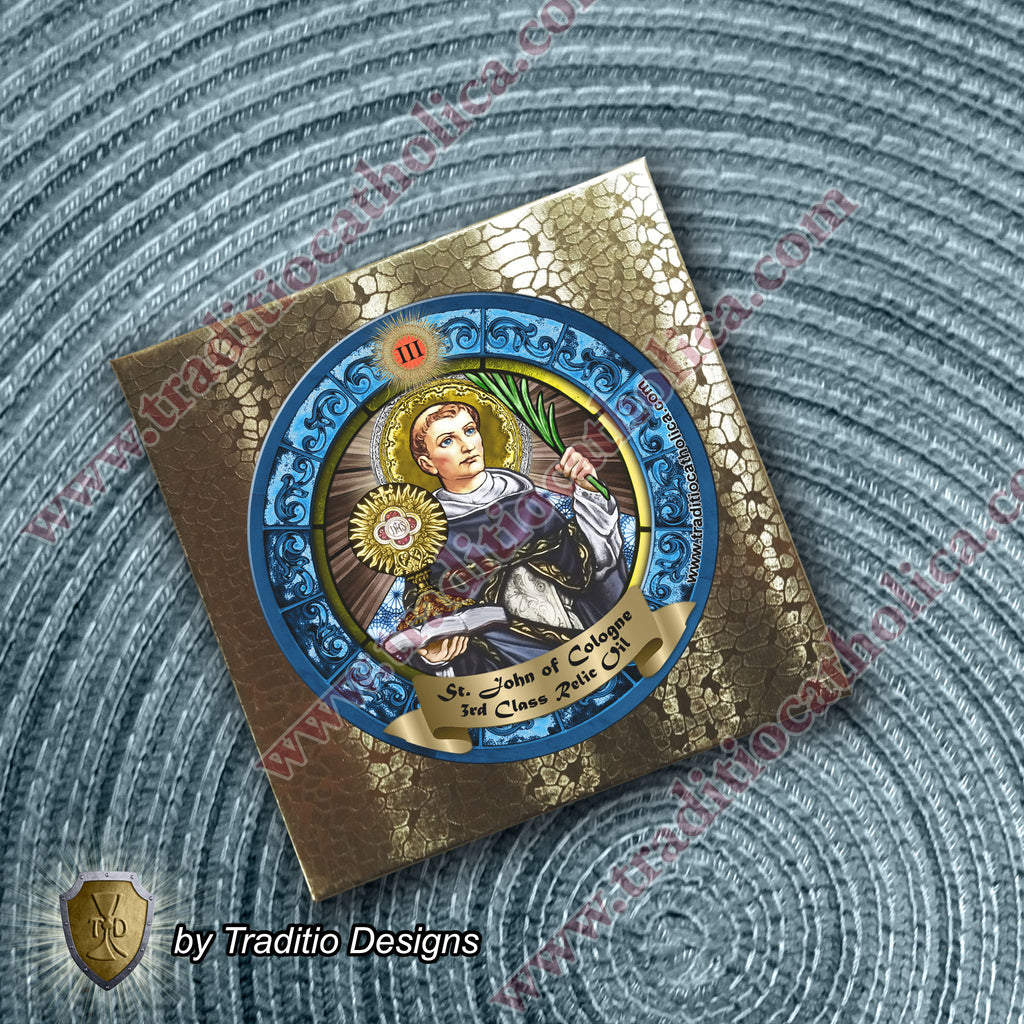 St. John of Cologne Relic Anointing Oil | Hernias, Lacerations & Chronic Pain | Oil or Card Set