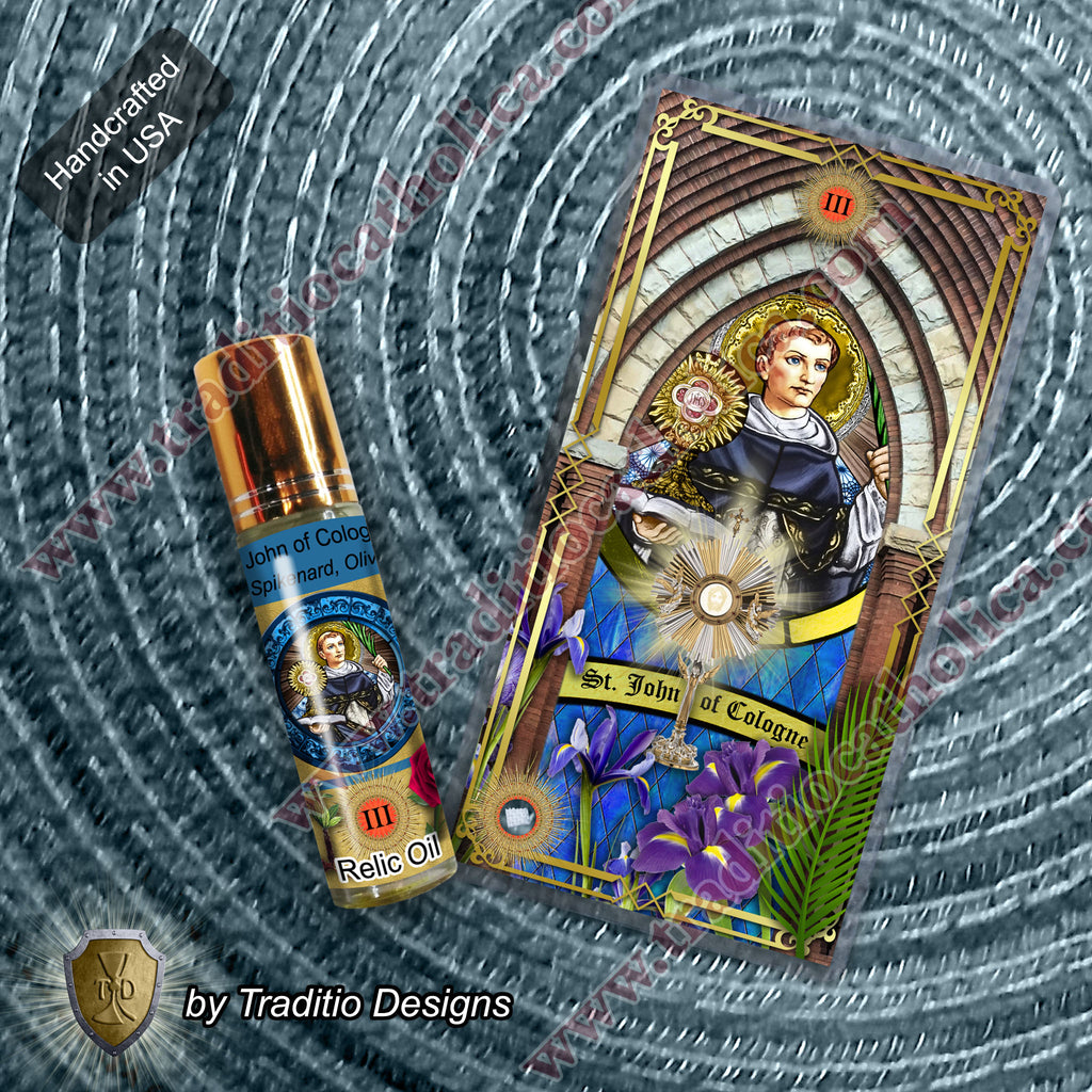 St. John of Cologne Relic Anointing Oil | Hernias, Lacerations & Chronic Pain | Oil or Card Set