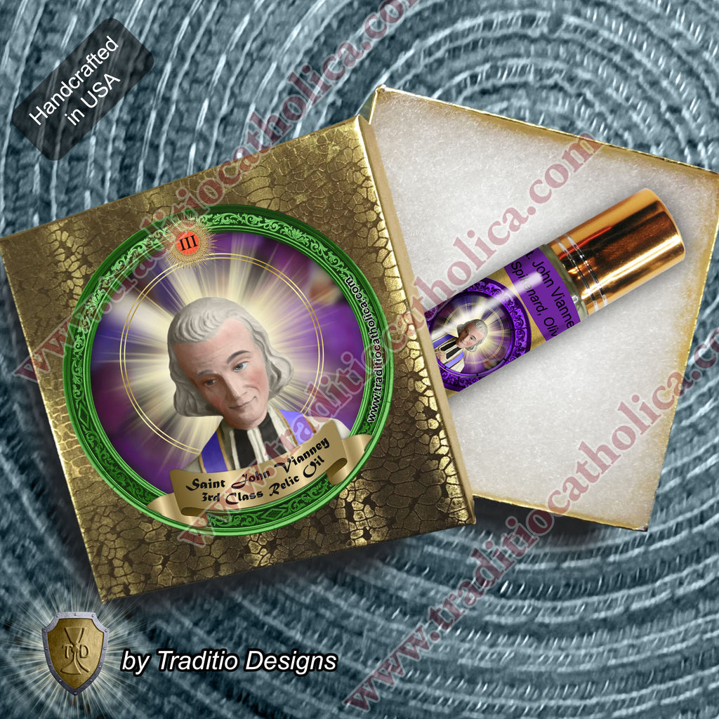St. John Vianney Relic Anointing Oil | Sleep Disorders, Exhaustion & Throat | Oil or Card Set