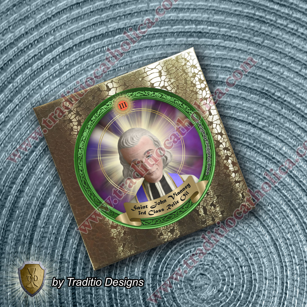 St. John Vianney Relic Anointing Oil | Sleep Disorders, Exhaustion & Throat | Oil or Card Set