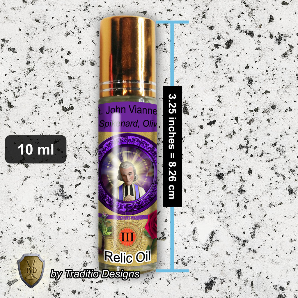 St. John Vianney Relic Anointing Oil | Sleep Disorders, Exhaustion & Throat | Oil or Card Set