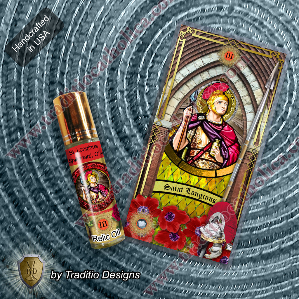 St. Longinus Relic Anointing Oil | Blindness, Eye Diseases & Mouth Disorders | Oil or Card Set