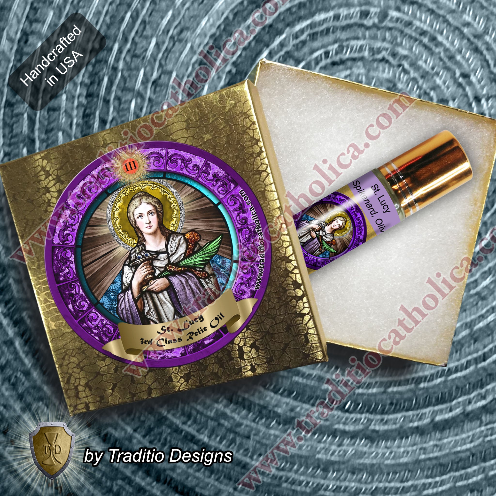 St. Lucy of Syracuse Relic Anointing Oil | Eye Diseases, Hemorrhages & Throat | Oil or Card Set