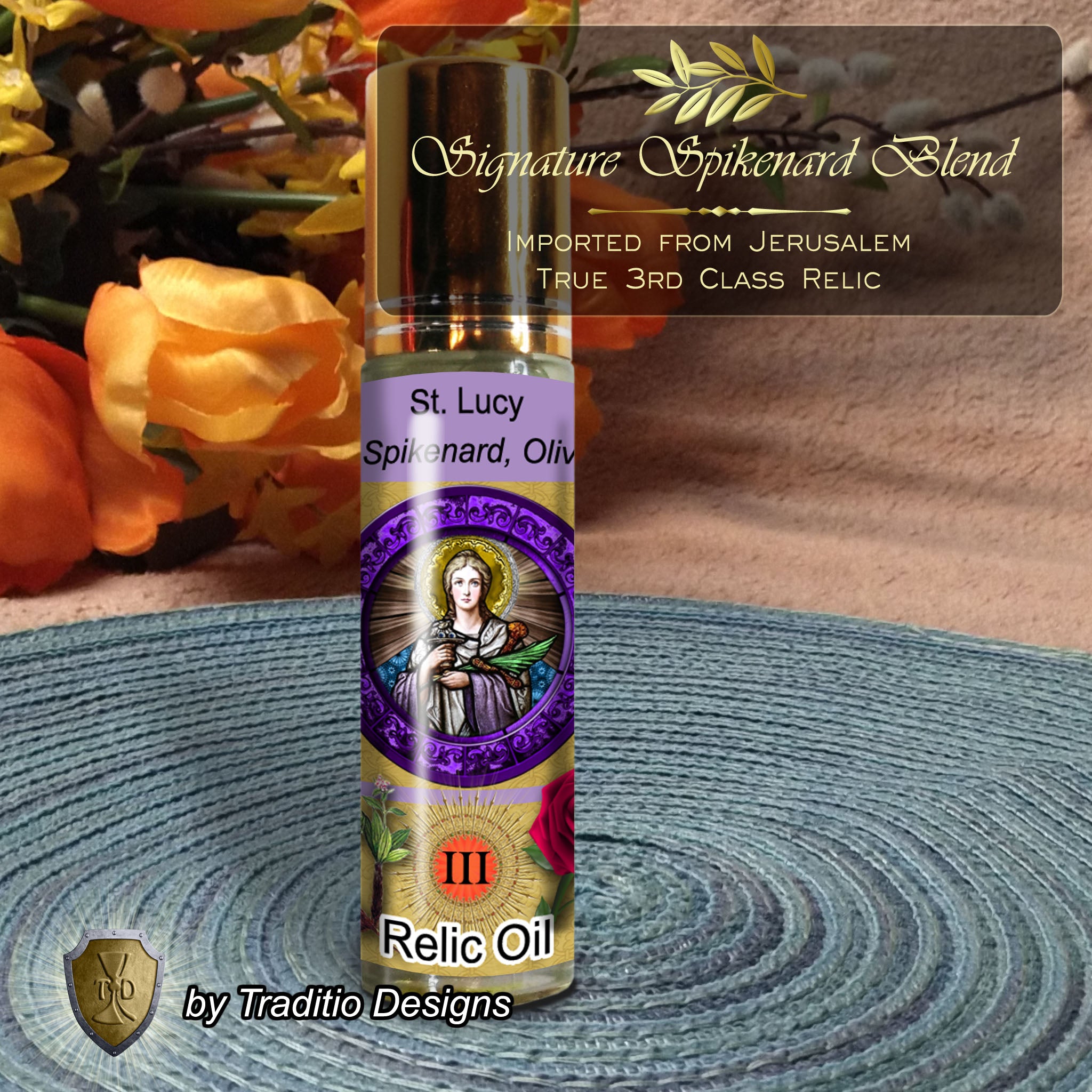 St. Lucy of Syracuse Relic Anointing Oil | Eye Diseases, Hemorrhages & Throat | Oil or Card Set