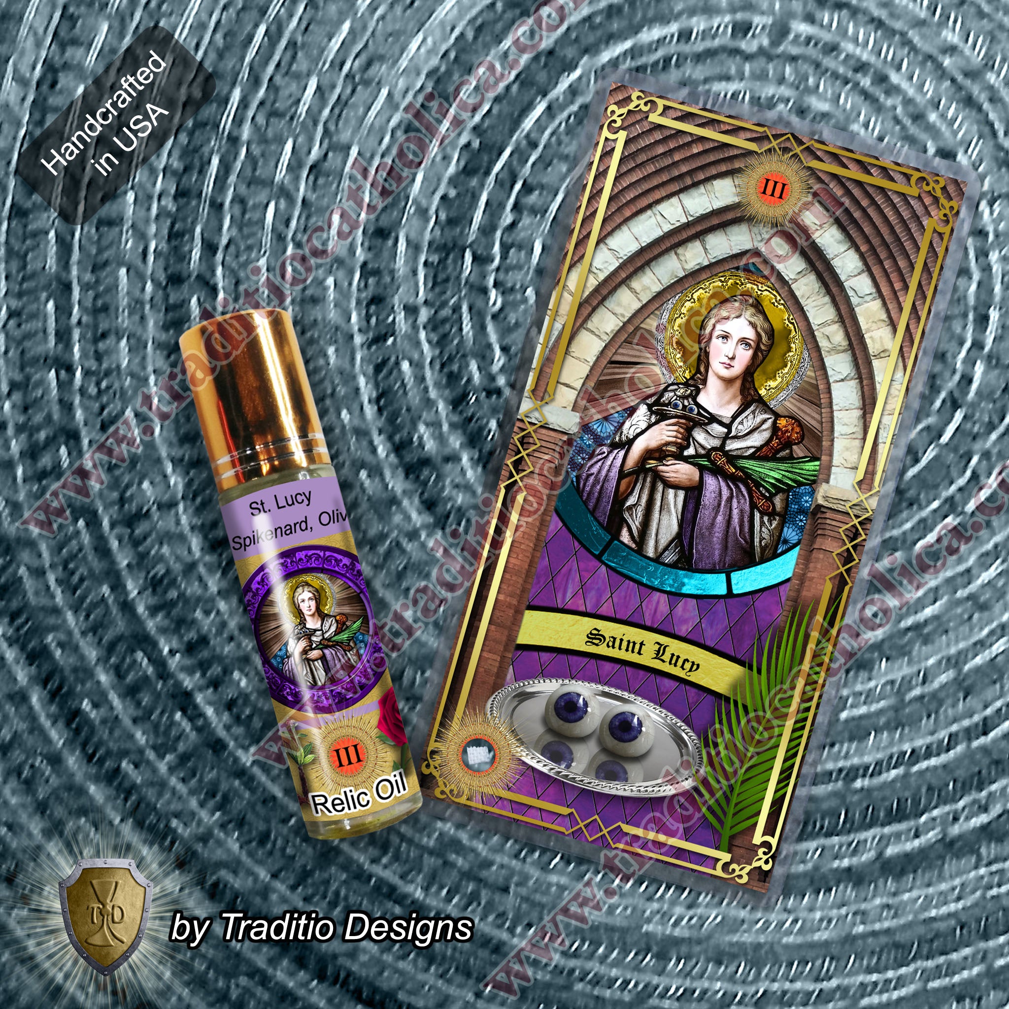 St. Lucy of Syracuse Relic Anointing Oil | Eye Diseases, Hemorrhages & Throat | Oil or Card Set