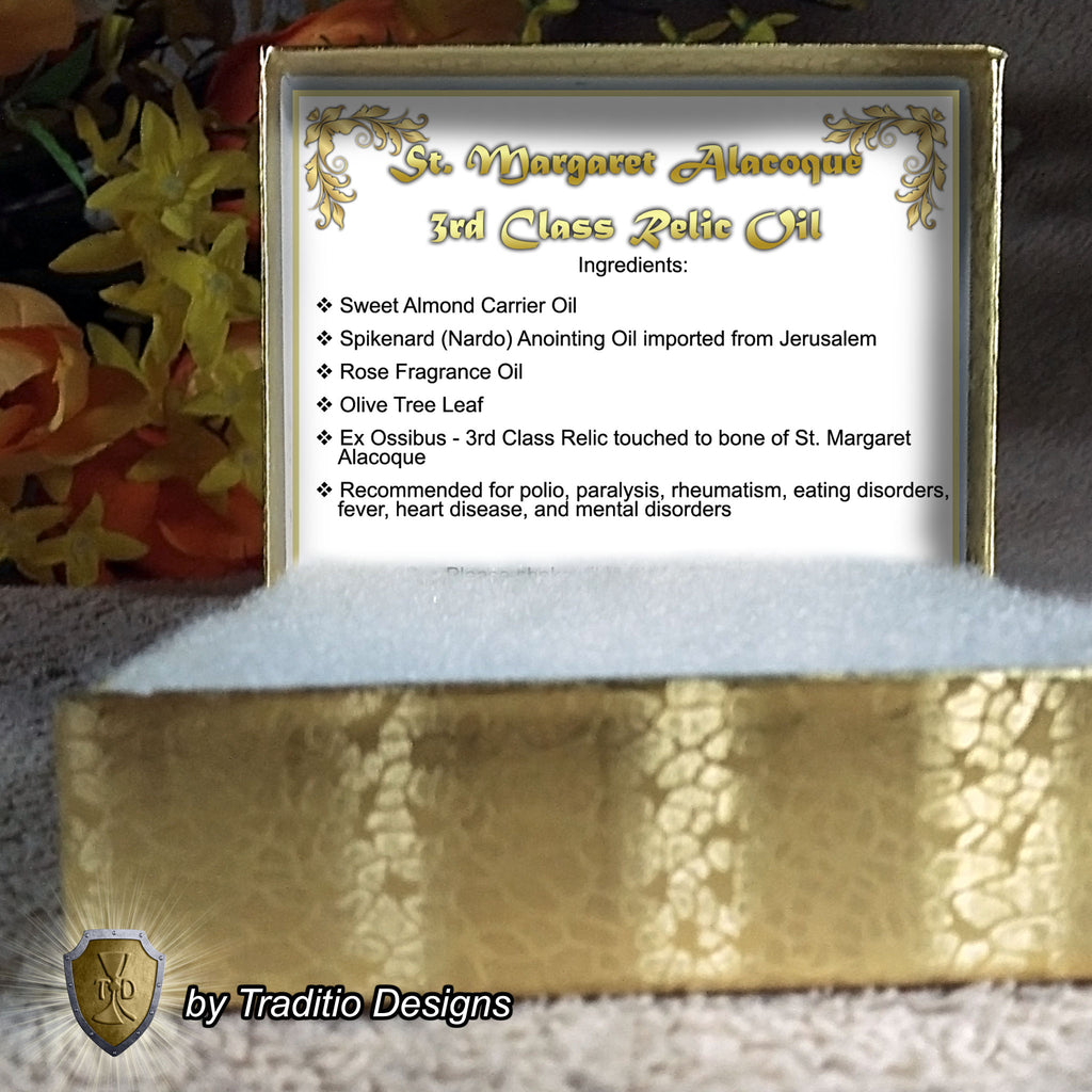 St. Margaret Mary Alacoque Relic Oil | Polio, Paralysis & Heart Disease | Oil or Card Set