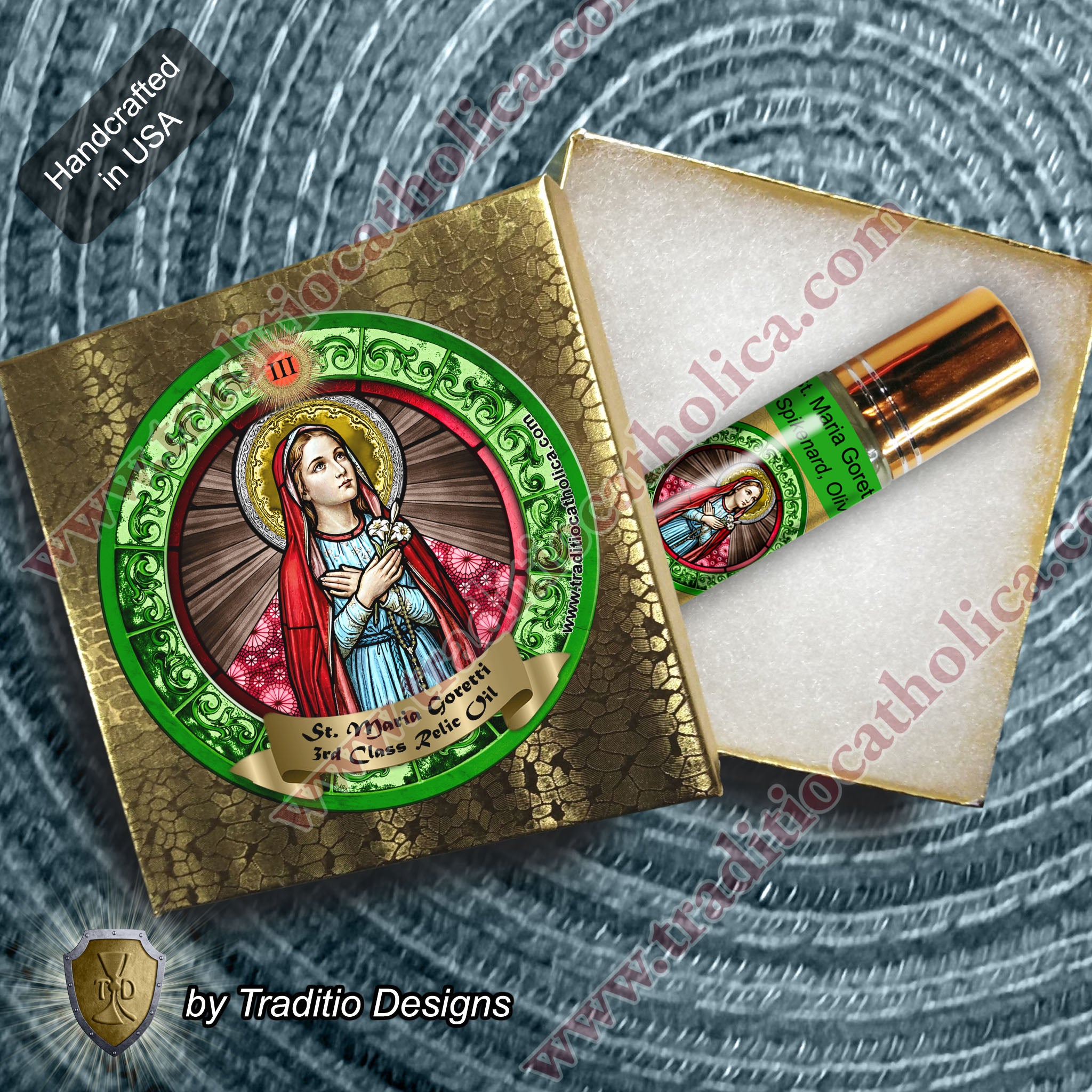 St. Maria Goretti Relic Anointing Oil | Victims of Crime, Purity of Soul & Youth Protection | Oil or Card Set