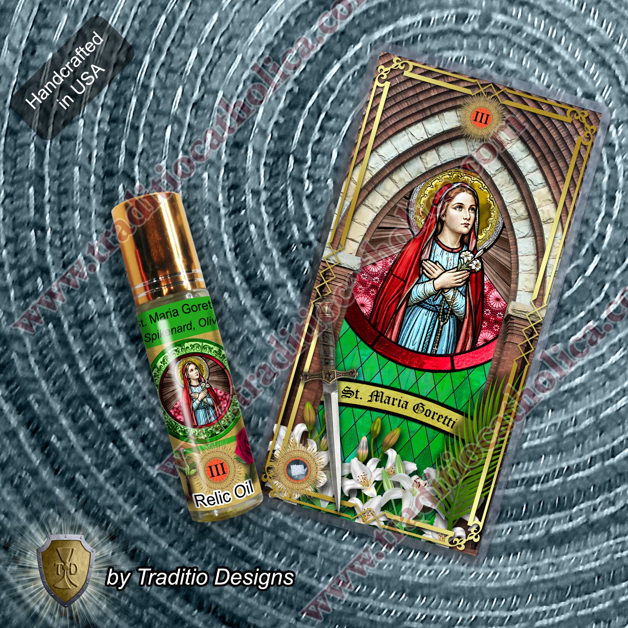 St. Maria Goretti Relic Anointing Oil | Victims of Crime, Purity of Soul & Youth Protection | Oil or Card Set