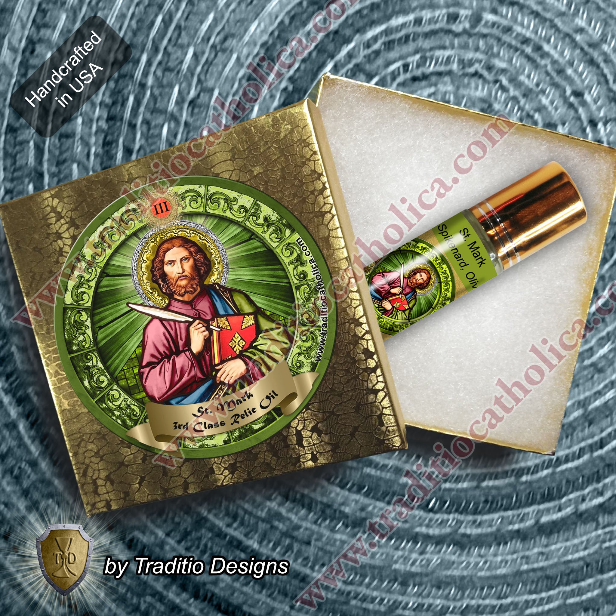 St. Mark the Evangelist Relic Anointing Oil | Swollen Glands, Insect Bites & Impatience | Oil or Card Set