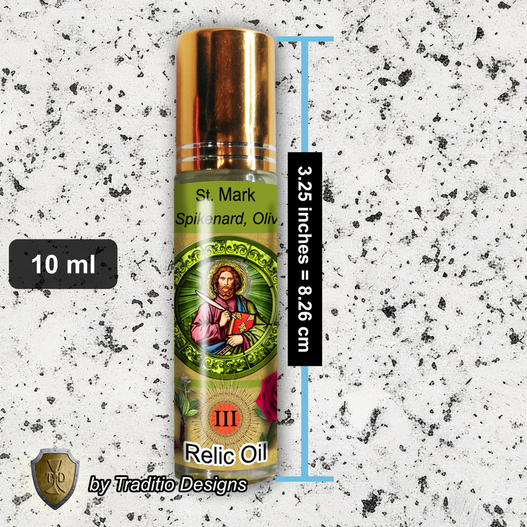 St. Mark the Evangelist Relic Anointing Oil | Swollen Glands, Insect Bites & Impatience | Oil or Card Set