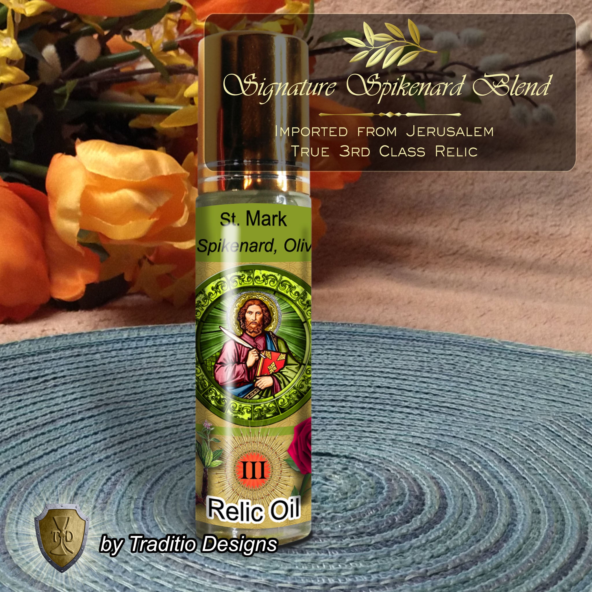 St. Mark the Evangelist Relic Anointing Oil | Swollen Glands, Insect Bites & Impatience | Oil or Card Set
