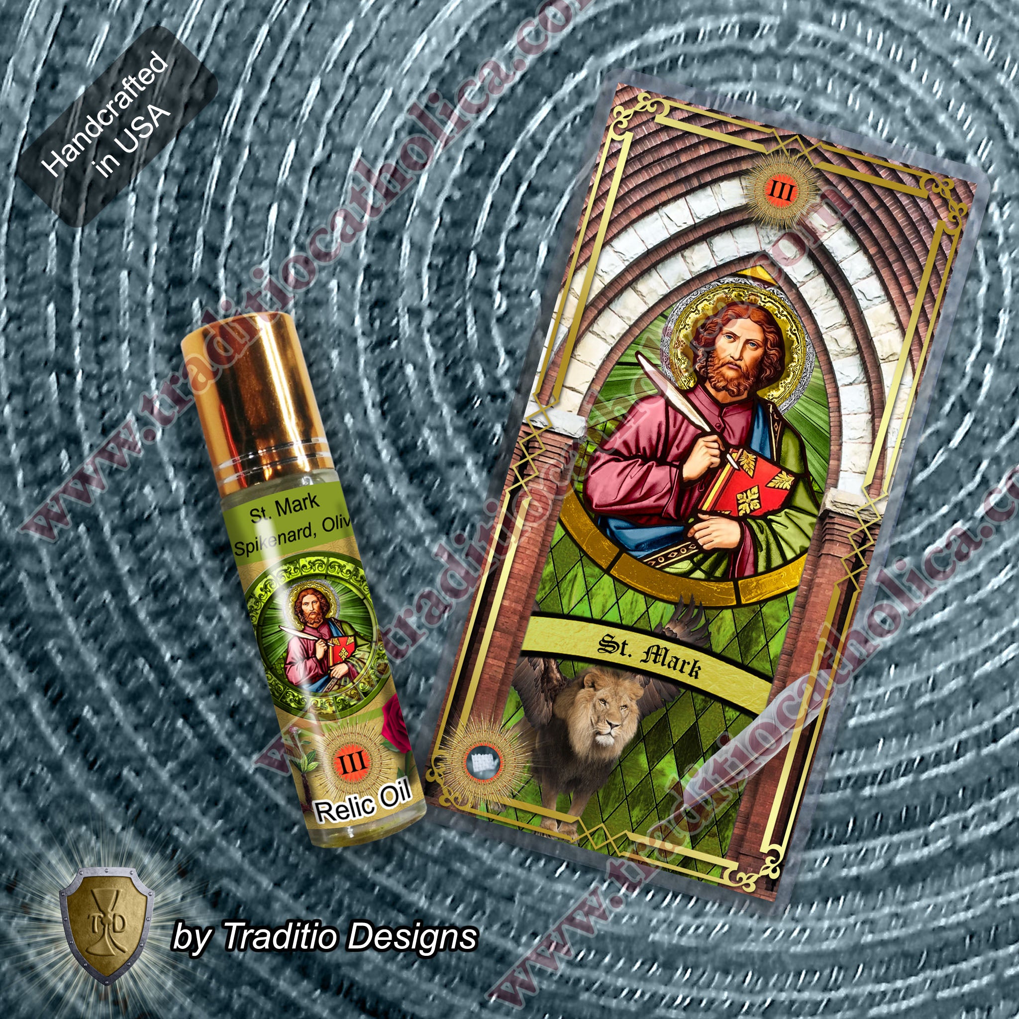 St. Mark the Evangelist Relic Anointing Oil | Swollen Glands, Insect Bites & Impatience | Oil or Card Set