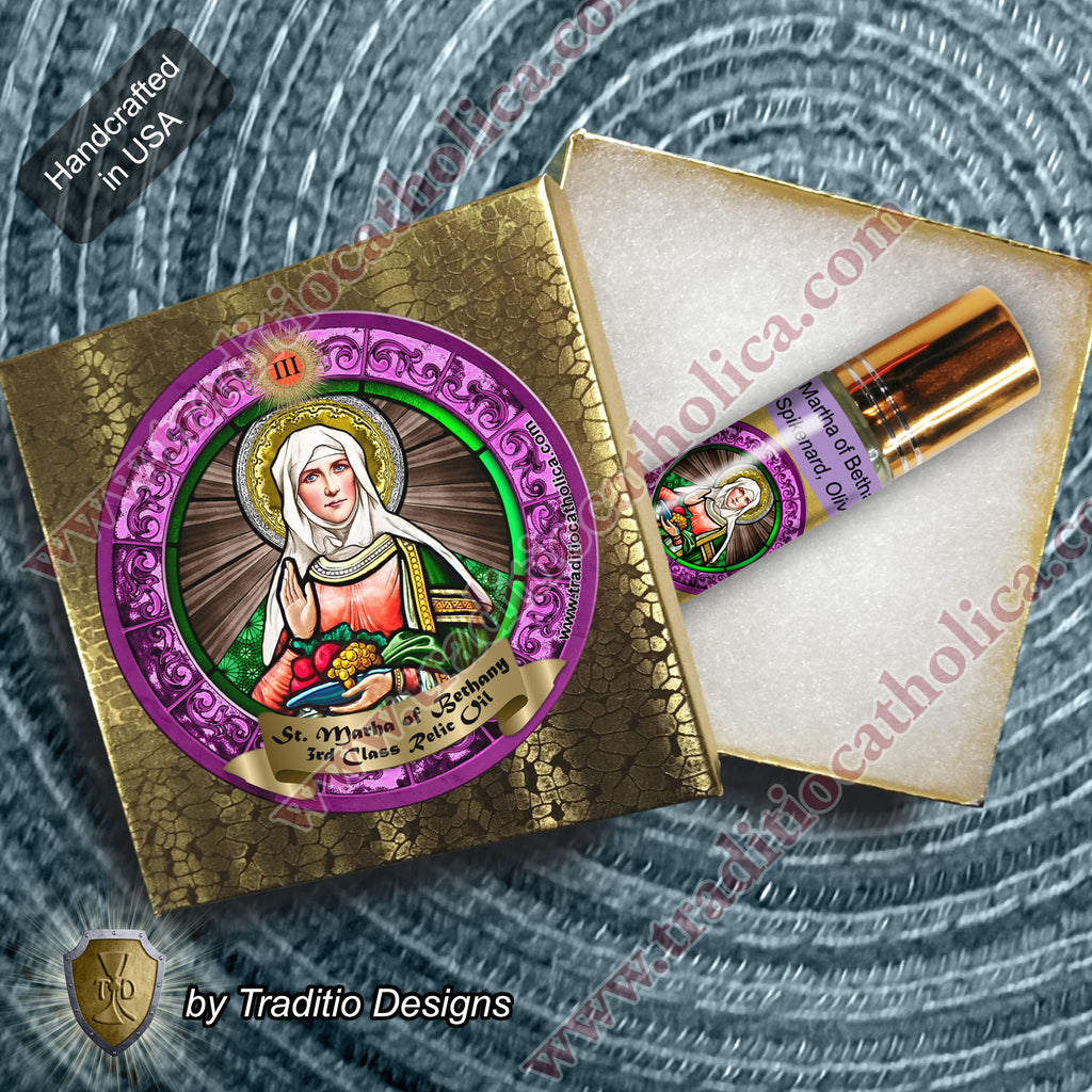 St. Martha Relic Anointing Oil | Chronic Stress, Digestion & Peace | Oil or Card Set