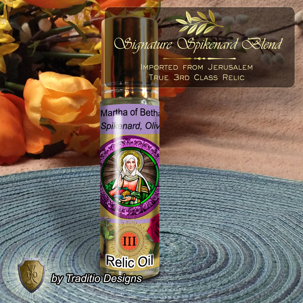 St. Martha Relic Anointing Oil | Chronic Stress, Digestion & Peace | Oil or Card Set