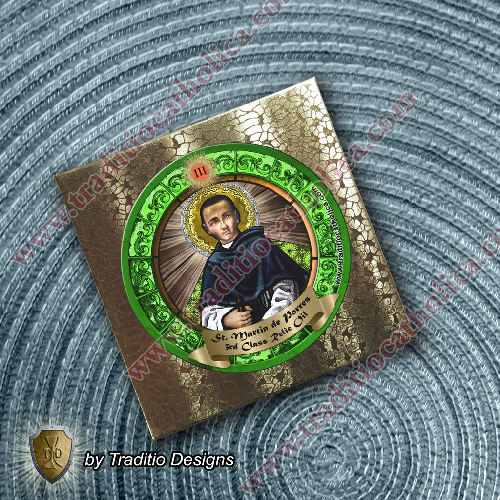 St. Martin de Porres Relic Anointing Oil | Leg Ulcers, Herniated Discs & Neck Pain | Oil or Card Set