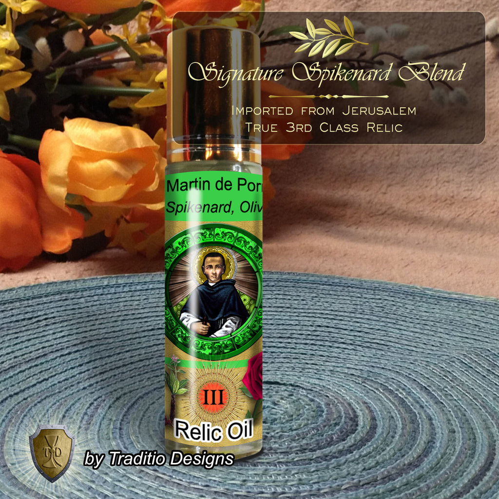 St. Martin de Porres Relic Anointing Oil | Leg Ulcers, Herniated Discs & Neck Pain | Oil or Card Set