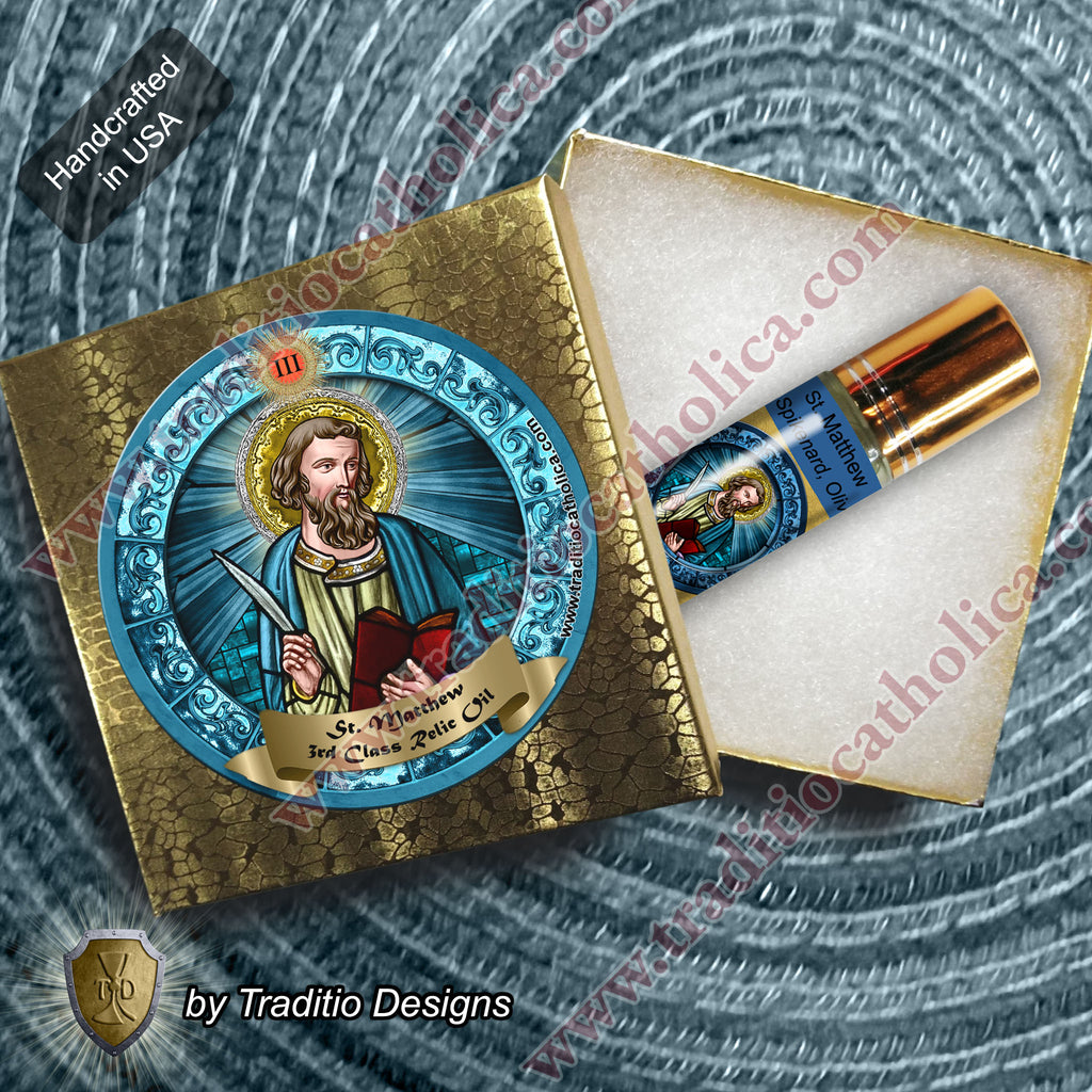 St. Matthew the Evangelist Relic Anointing Oil | Detoxification, Skin Ulcers & Seizures | Oil or Card Set