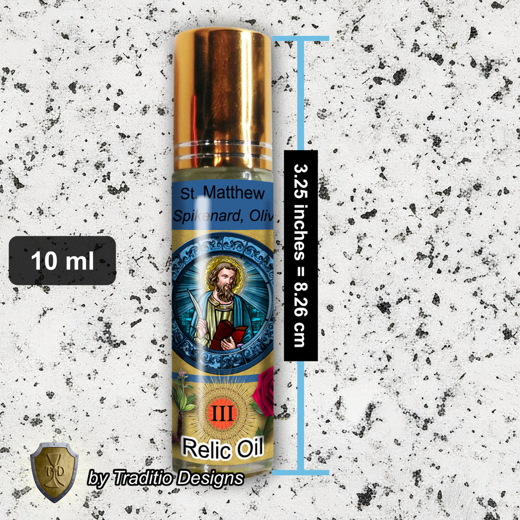 St. Matthew the Evangelist Relic Anointing Oil | Detoxification, Skin Ulcers & Seizures | Oil or Card Set