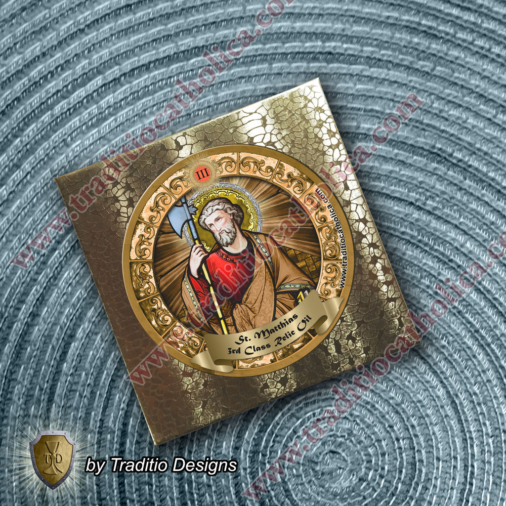 St. Matthias the Apostle Relic Anointing Oil | Alcoholism, Respiratory Spasms & Fractures | Oil or Card Set
