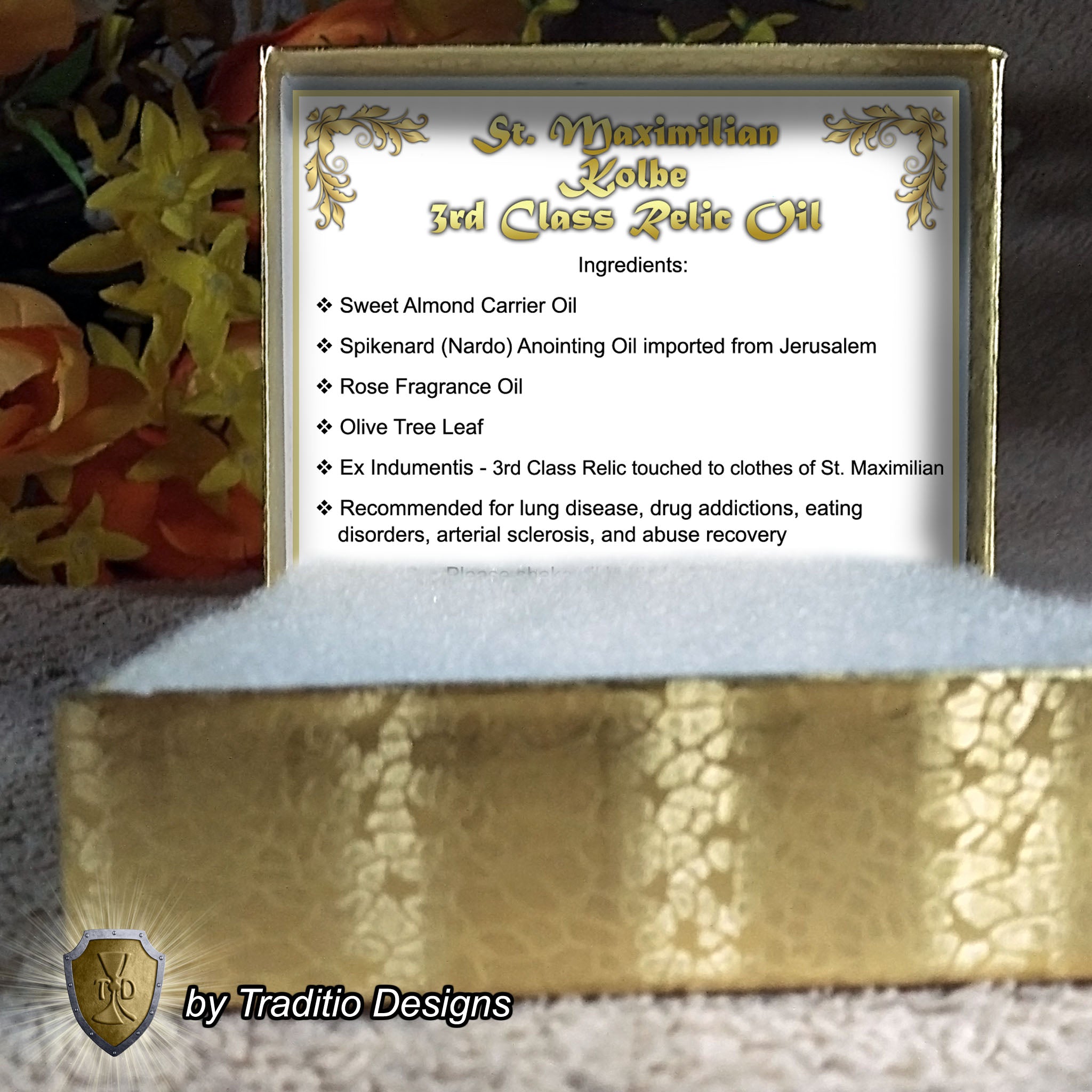 St. Maximilian Kolbe Relic Anointing Oil | Drug Addictions, Eating Disorders & Lung Disease | Oil or Card Set