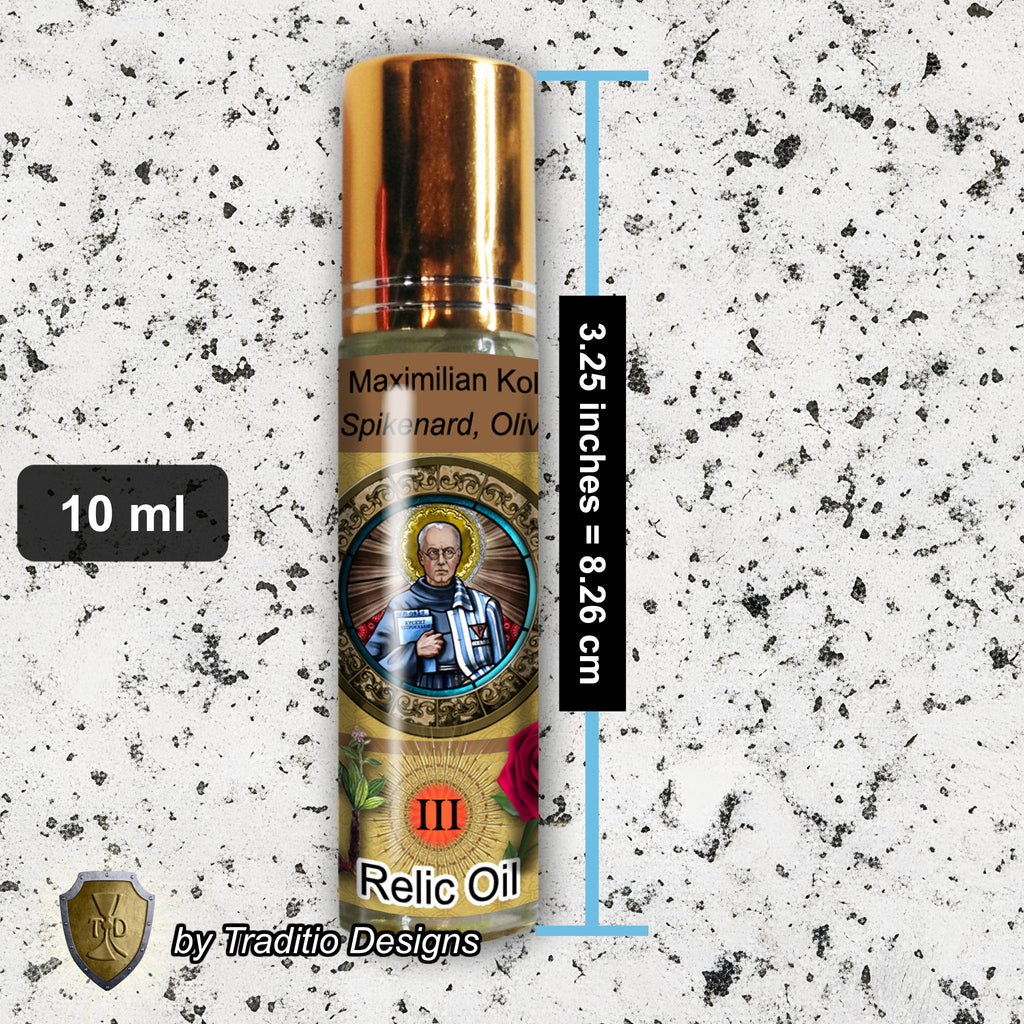 St. Maximilian Kolbe Relic Anointing Oil | Drug Addictions, Eating Disorders & Lung Disease | Oil or Card Set