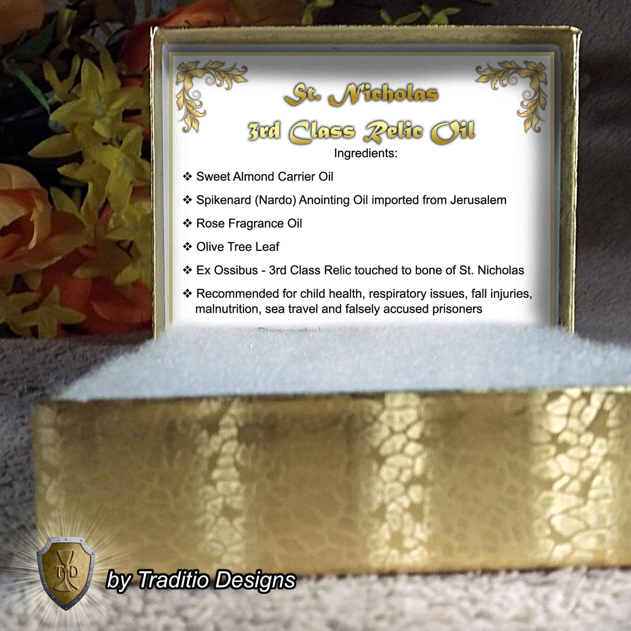 St. Nicholas of Myra Relic Anointing Oil | Child Health, Respiratory Issues & Fall Injuries | Oil or Card Set