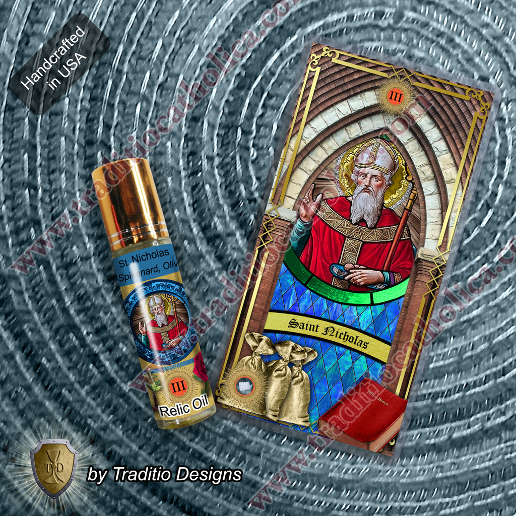 St. Nicholas of Myra Relic Anointing Oil | Child Health, Respiratory Issues & Fall Injuries | Oil or Card Set