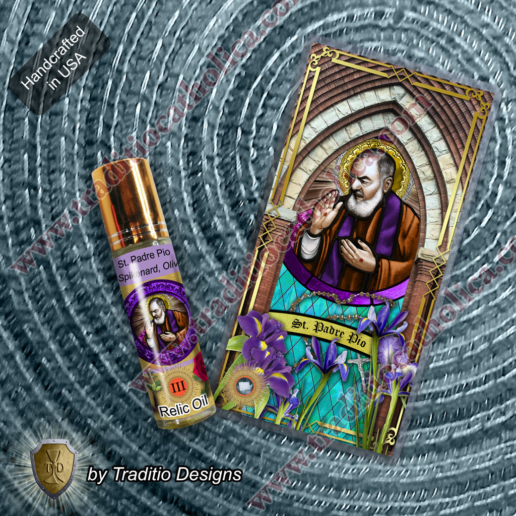 St. Padre Pio Relic Anointing Oil | Chronic Pain, Stress & Tumors | Oil or Card Set