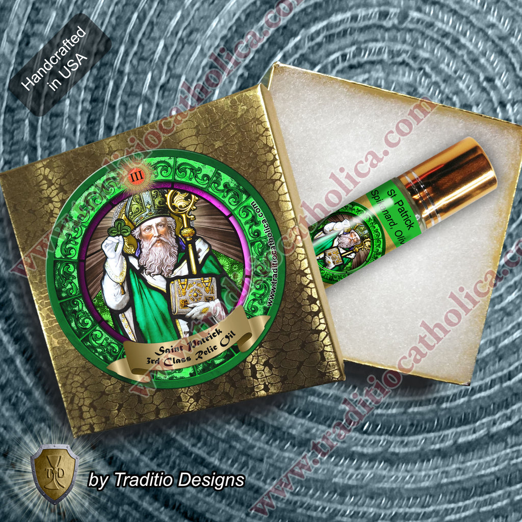 St. Patrick Relic Anointing Oil | Paralysis, Poisonings & Skin Rashes | Oil or Card Set