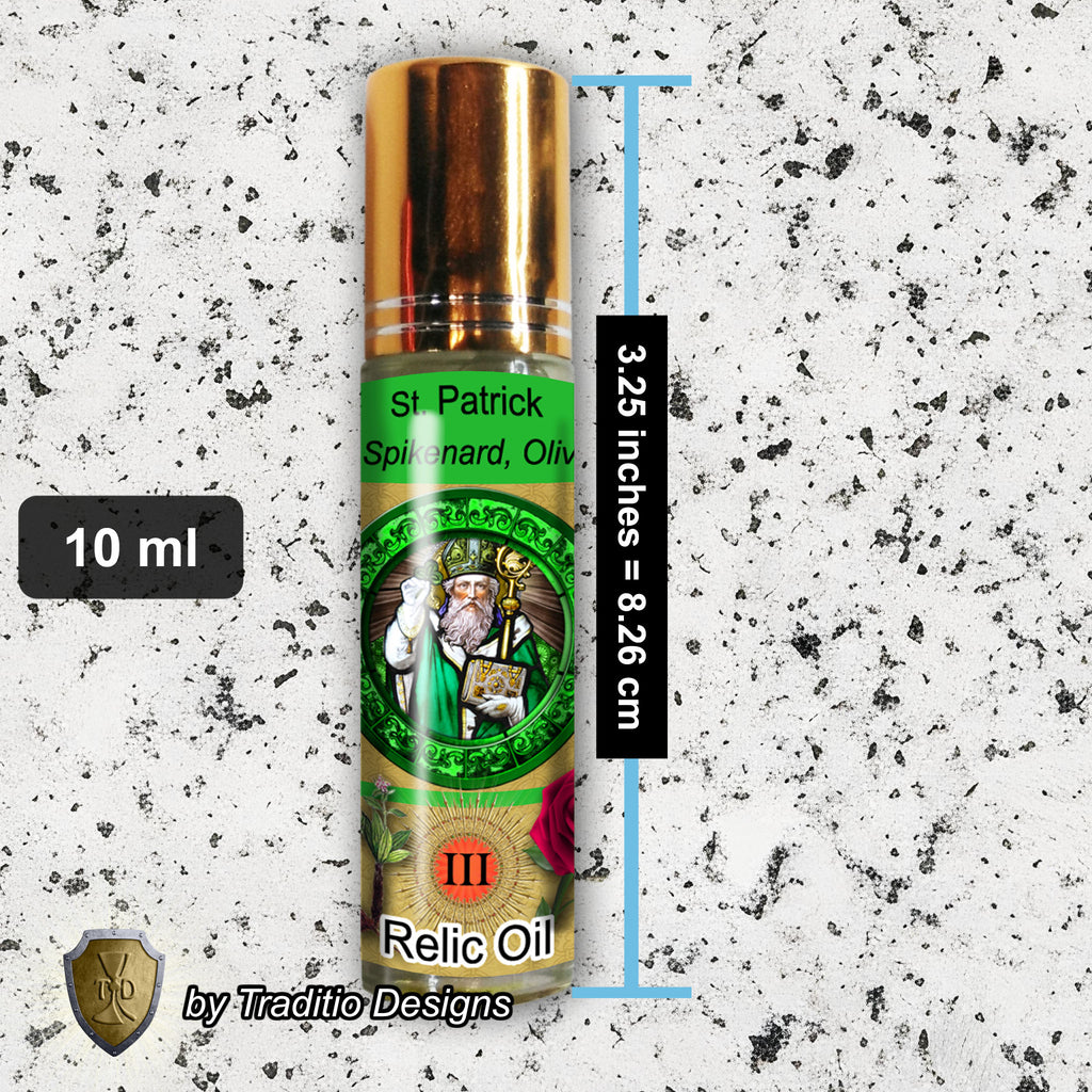 St. Patrick Relic Anointing Oil | Paralysis, Poisonings & Skin Rashes | Oil or Card Set
