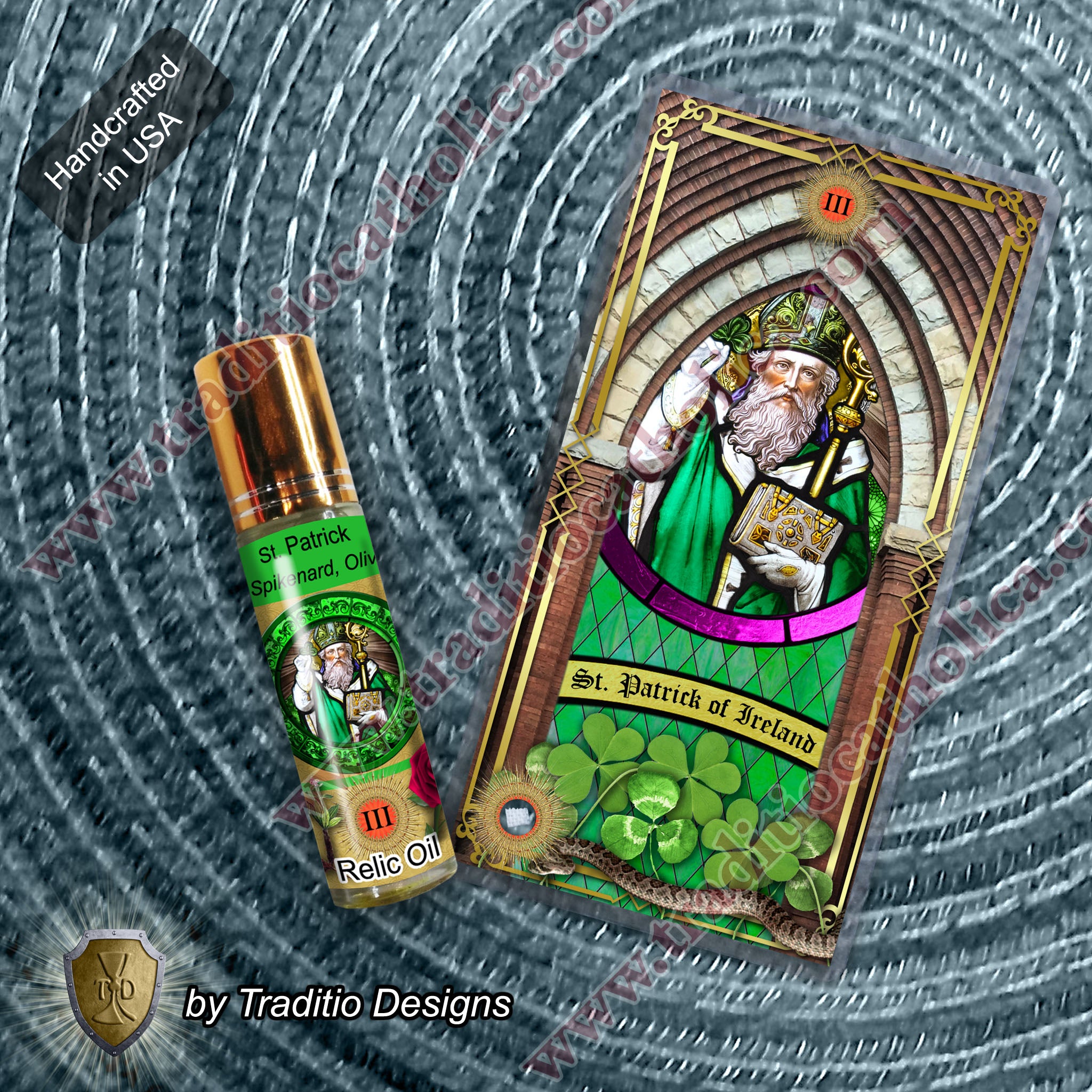 St. Patrick Relic Anointing Oil | Paralysis, Poisonings & Skin Rashes | Oil or Card Set