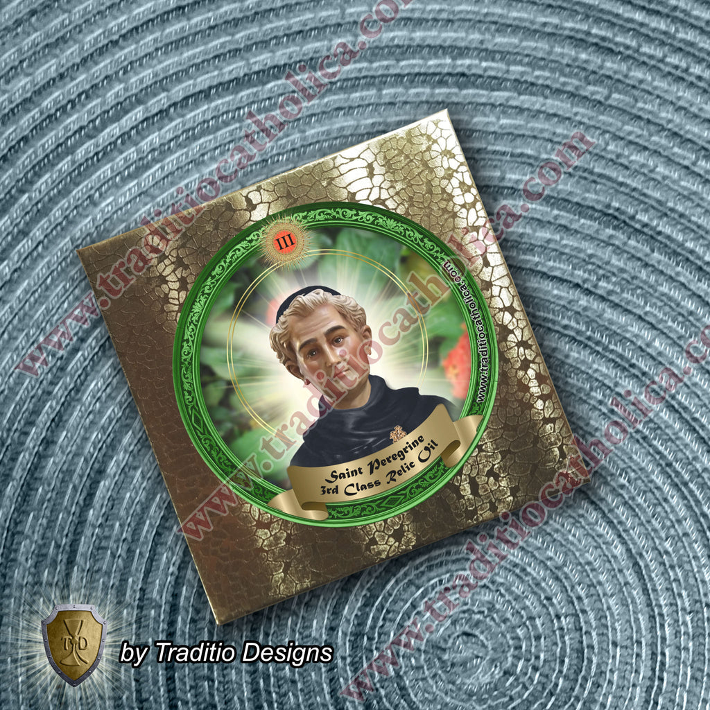 St. Peregrine Laziosi Relic Anointing Oil | Cancer, AIDS & Skin Disease | Oil or Card Set