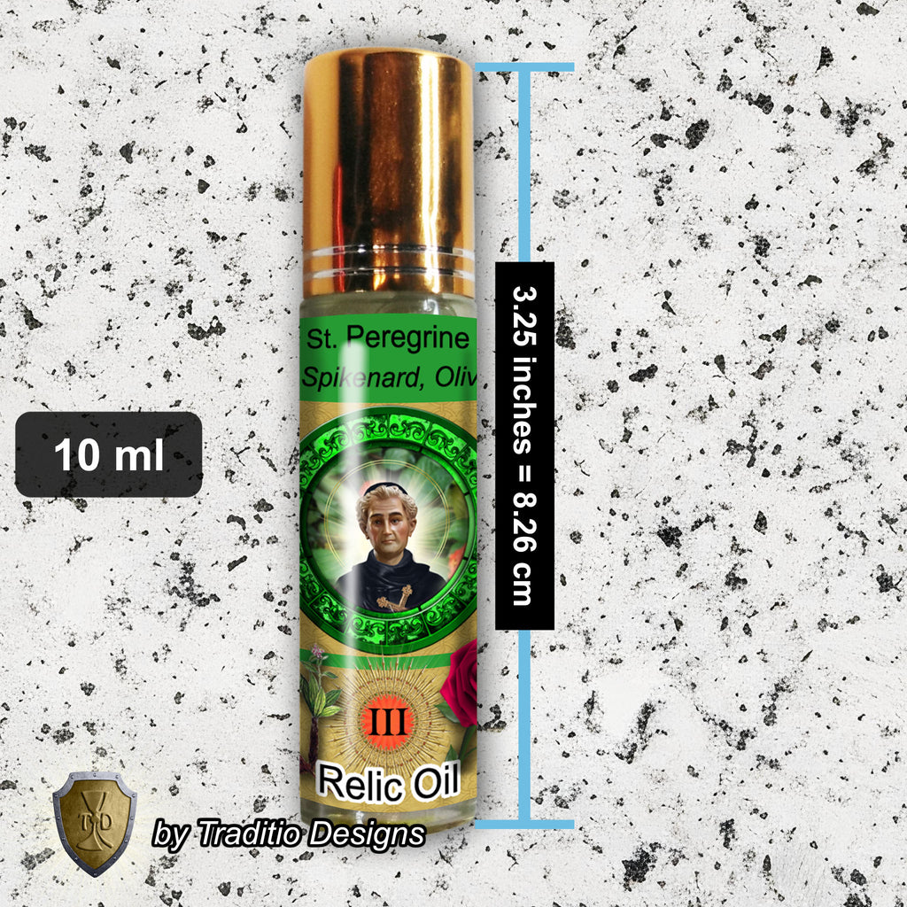 St. Peregrine Laziosi Relic Anointing Oil | Cancer, AIDS & Skin Disease | Oil or Card Set