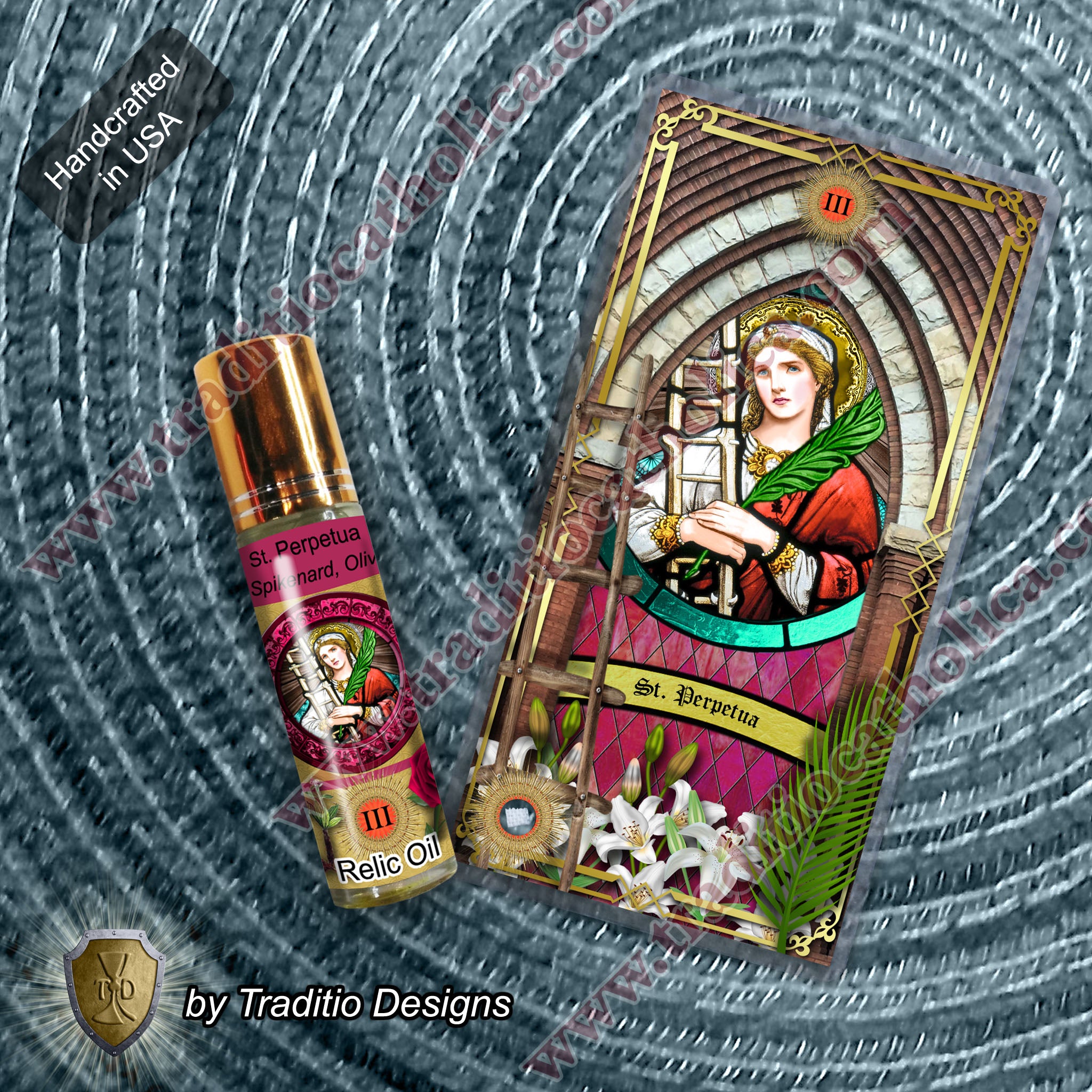 St. Perpetua Relic Anointing Oil | Pregnancy, Breast Health & Postpartum Recovery | Oil or Card Set