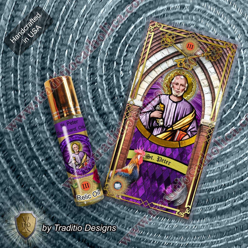 St. Peter the Apostle Relic Anointing Oil | Foot Problems, Fever & Paralysis | Oil or Card Set