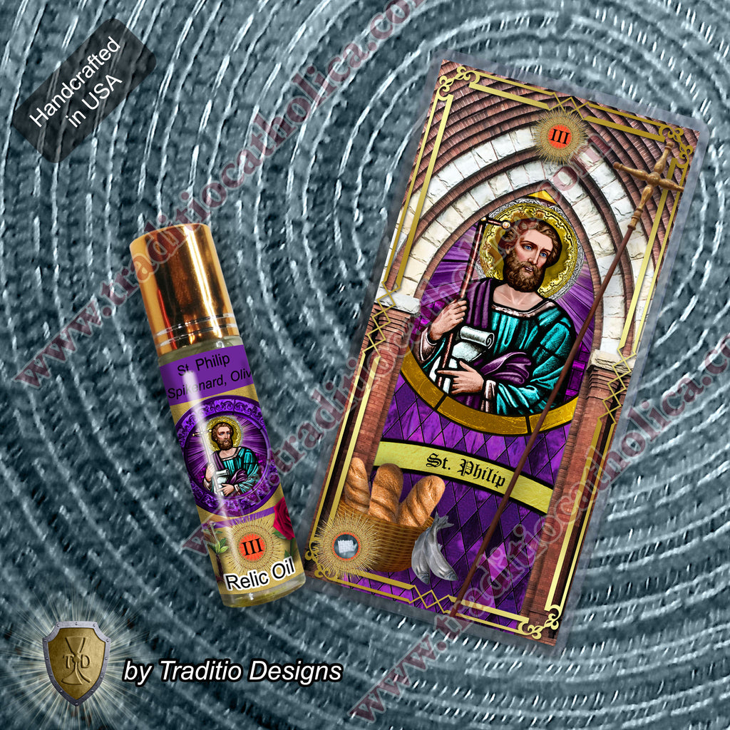 St. Philip the Apostle Relic Anointing Oil | Snake Bites, Blindness & Ankle Injury | Oil or Card Set