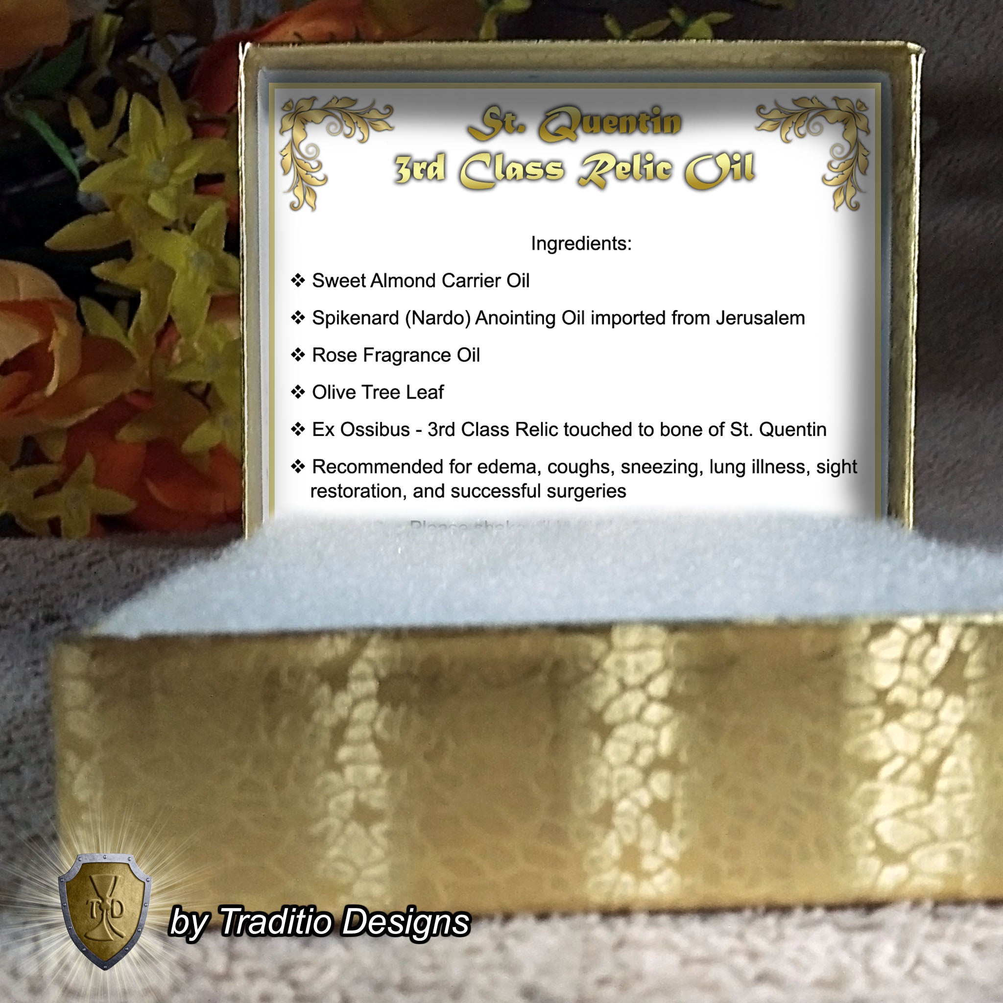 St. Quentin Relic Anointing Oil | Edema, Lung Illness & Successful Surgeries | Oil or Card Set