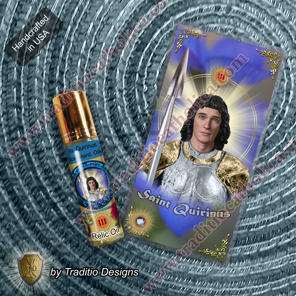 St. Quirinus of Neuss Relic Anointing Oil | Shingles, Bone Fractures & Leg Paralysis | Oil or Card Set