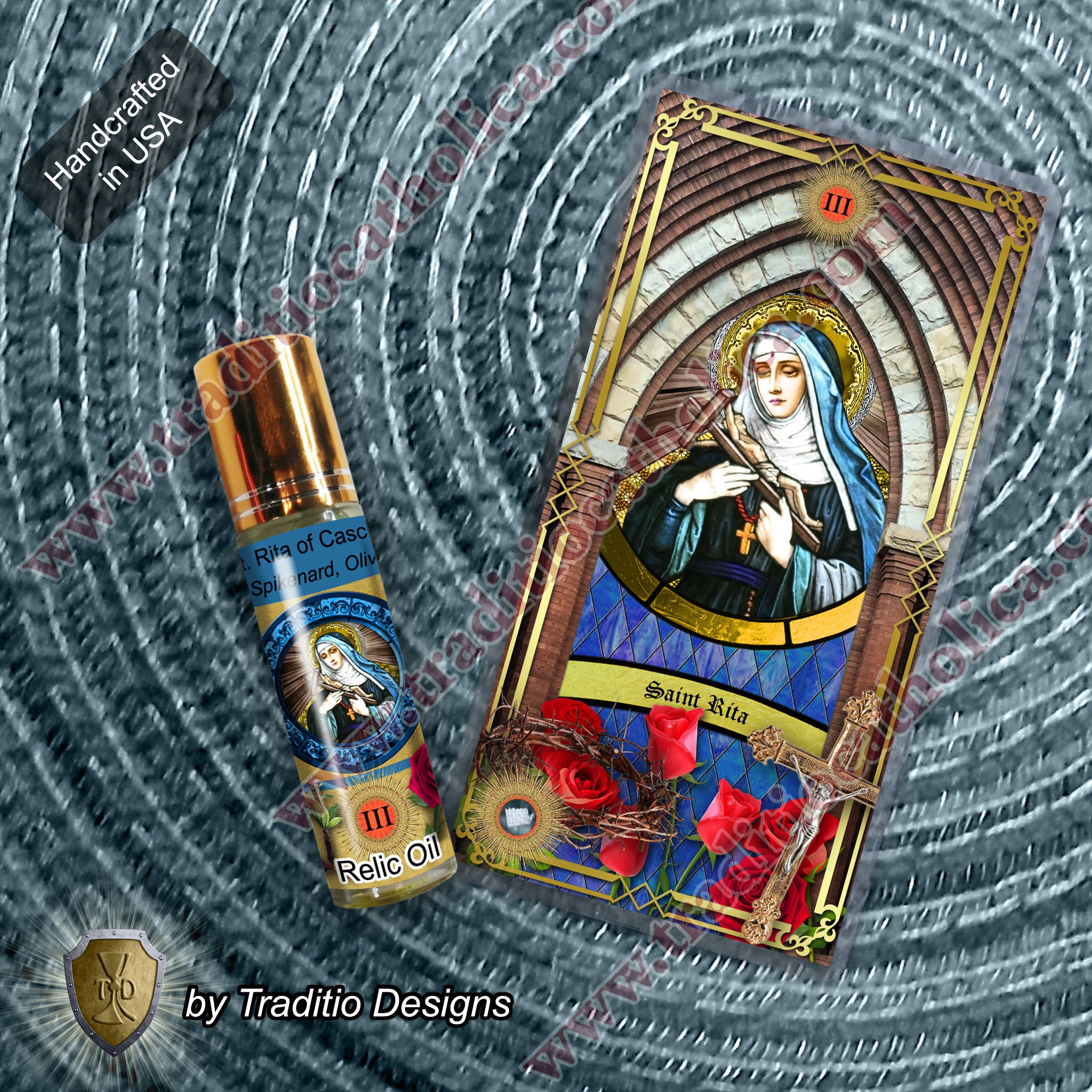 St. Rita of Cascia Relic Anointing Oil | Infertility, Chronic Wounds & Marital Abuse Healing | Oil or Card Set