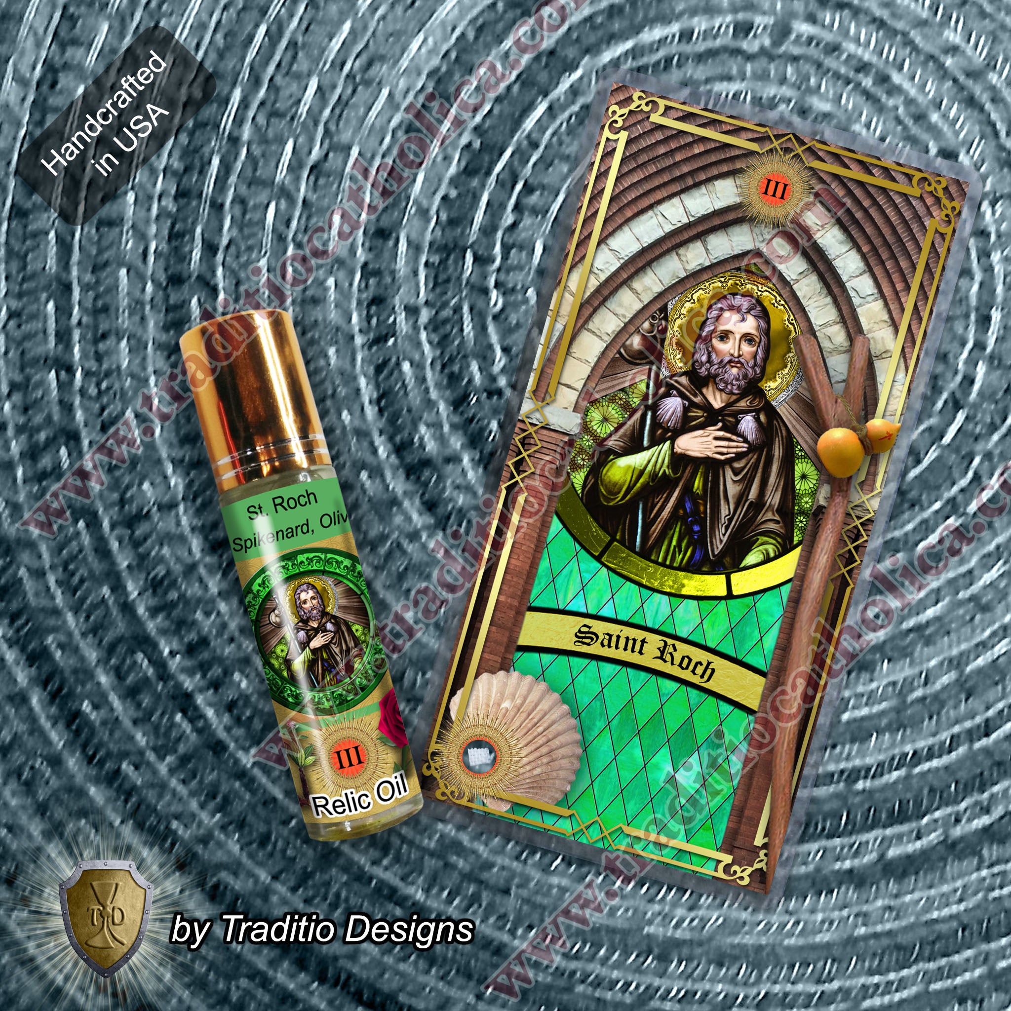 St. Roch Relic Anointing Oil | Knee Problems, Epidemics & Skin Disease | Oil or Card Set