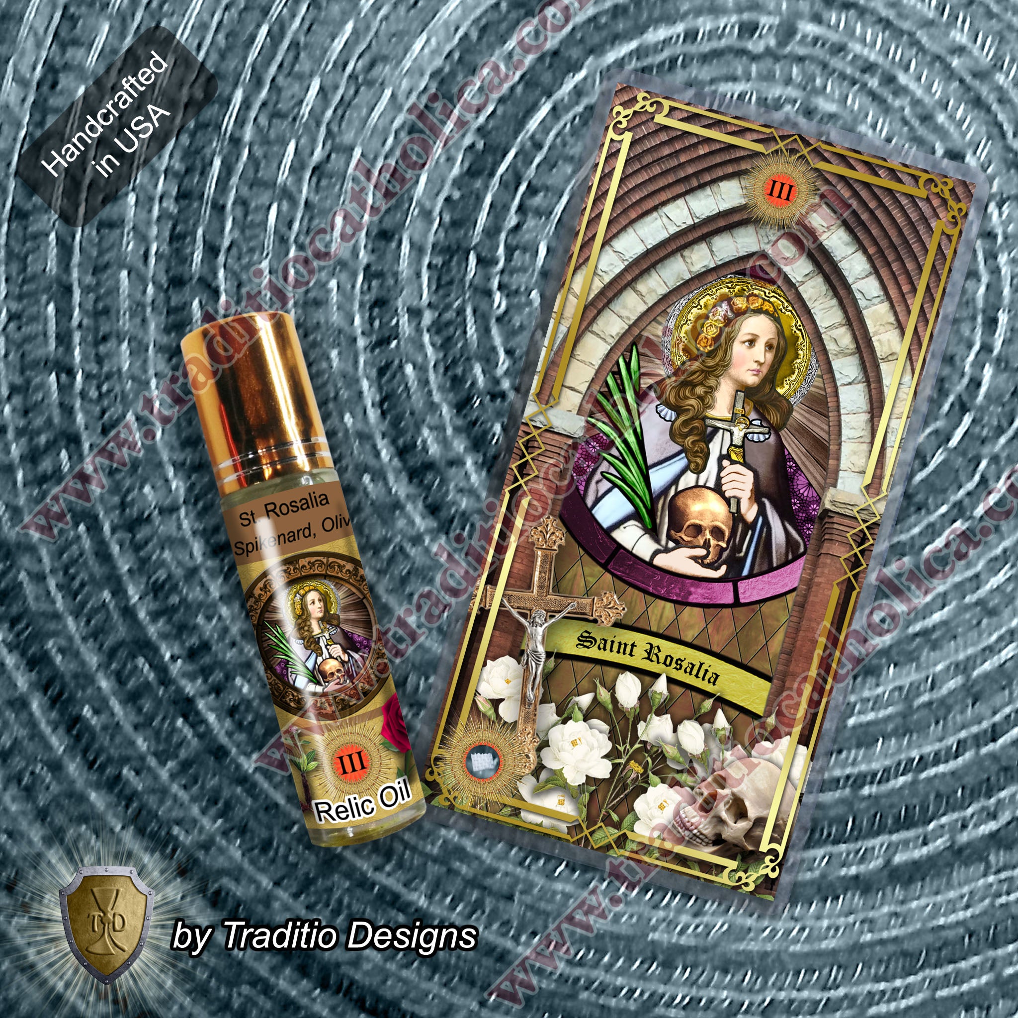 St. Rosalia of Palermo Relic Anointing Oil | Suicide Prevention, Infections & Fever | Oil or Card Set