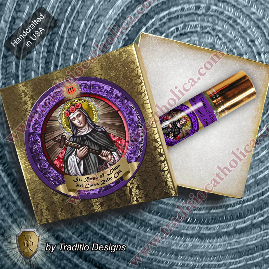 St. Rose of Lima Relic Anointing Oil | Severe Skin Conditions, Malnutrition & Fever | Oil or Card Set