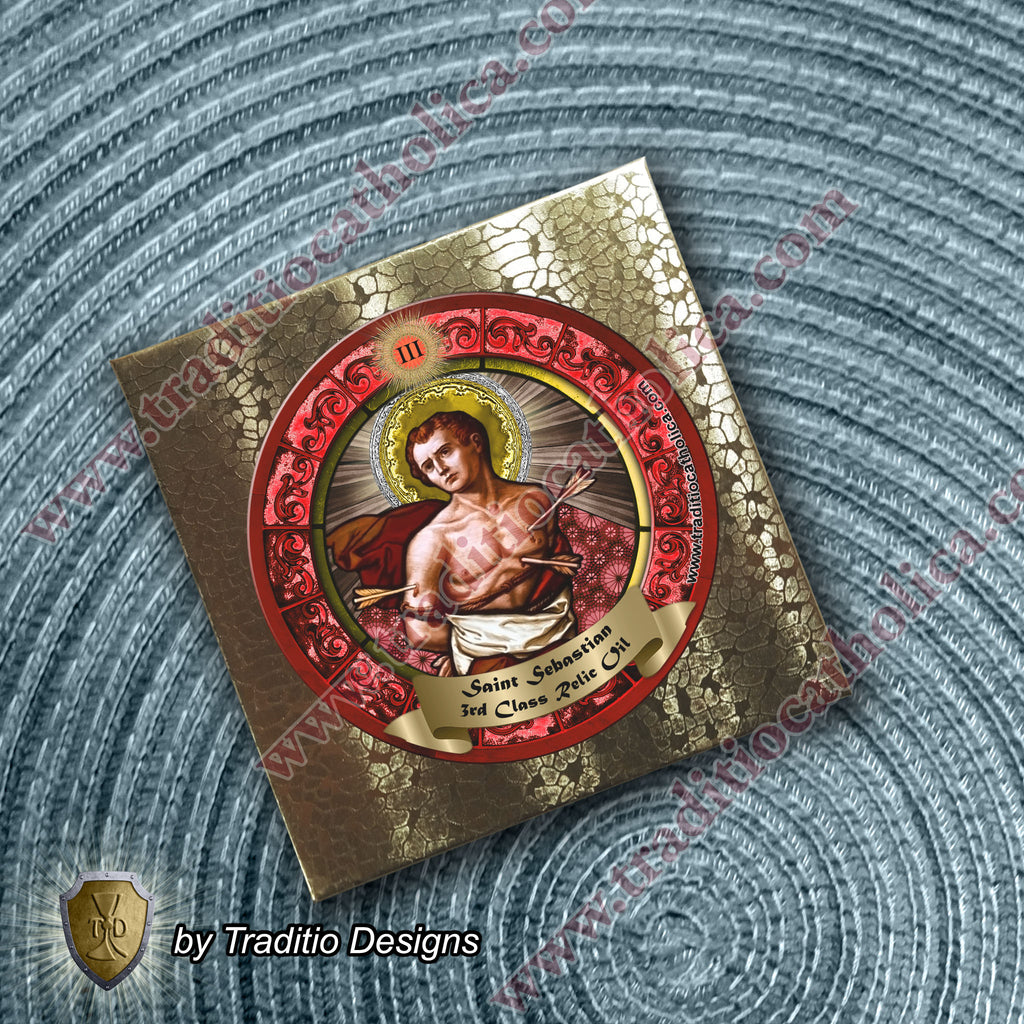 St. Sebastian Relic Anointing Oil | Athletic Injuries, Puncture Wounds & Back Pain | Oil or Card Set