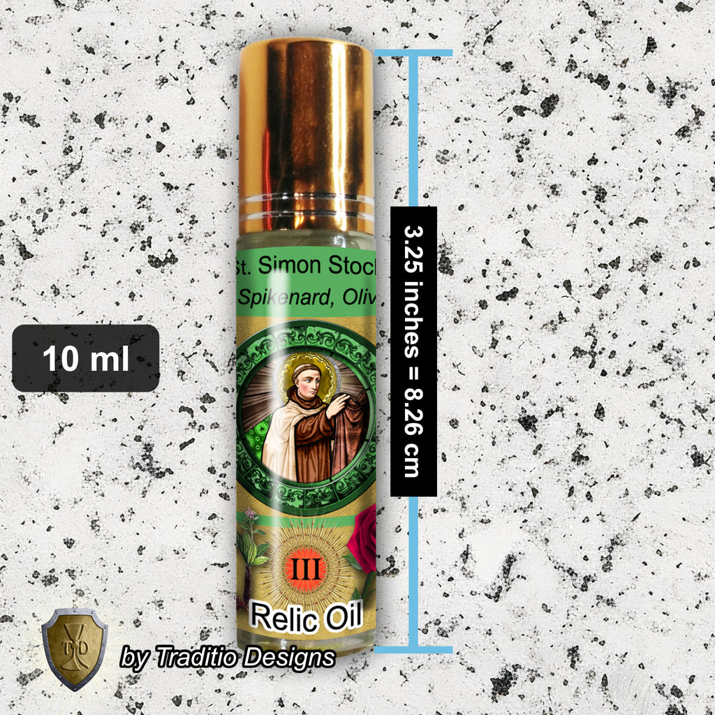 St. Simon Stock Relic Anointing Oil | Respiratory Health, Food Sensitivities & Vitality | Oil or Card Set