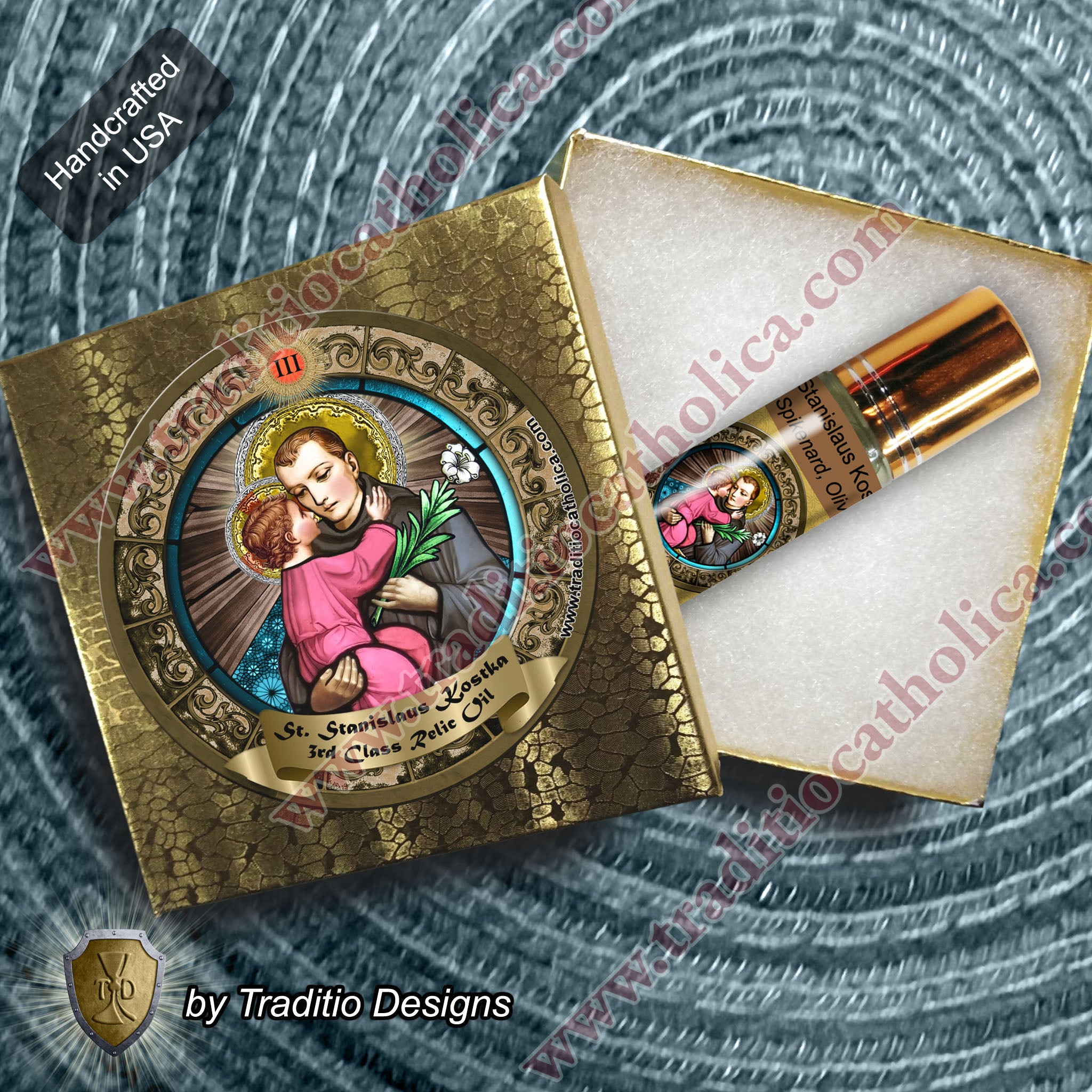 St. Stanislaus Kostka Relic Anointing Oil | Broken Bones, Heart Palpitations & Fever | Oil or Card Set