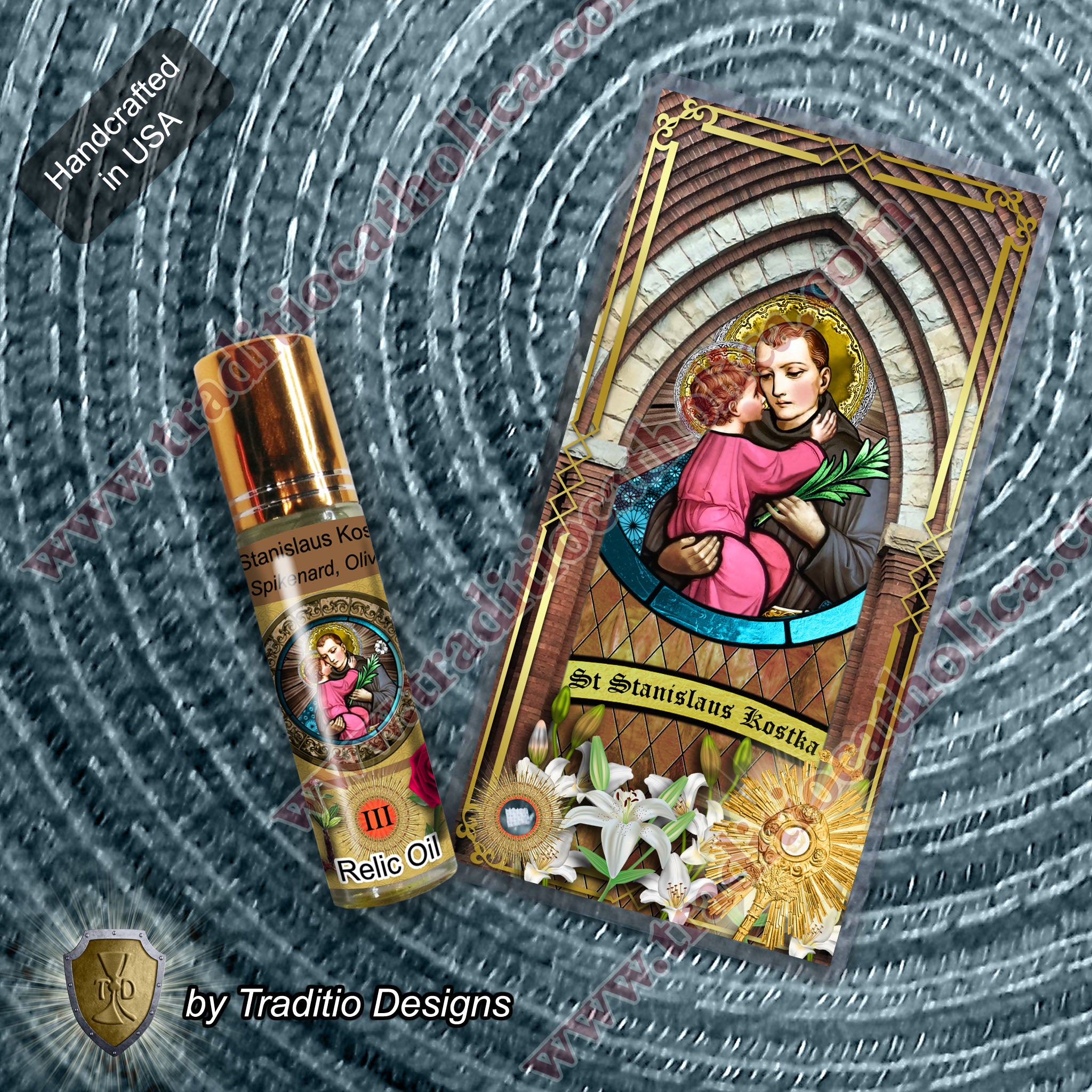 St. Stanislaus Kostka Relic Anointing Oil | Broken Bones, Heart Palpitations & Fever | Oil or Card Set