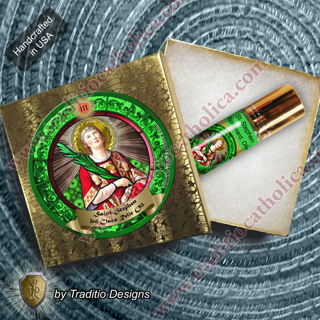 St. Stephen Relic Anointing Oil | Headaches, Bone Fractures & Epilepsy | Oil or Card Set