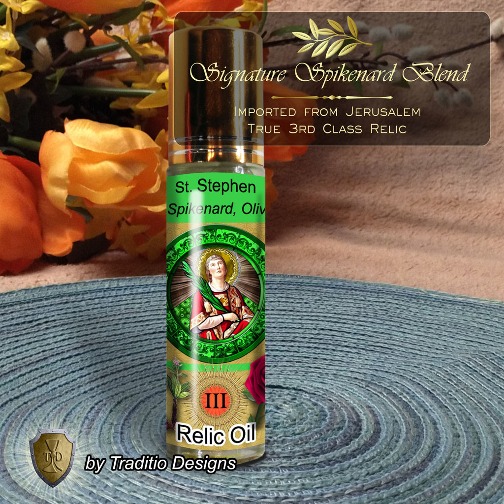 St. Stephen Relic Anointing Oil | Headaches, Bone Fractures & Epilepsy | Oil or Card Set